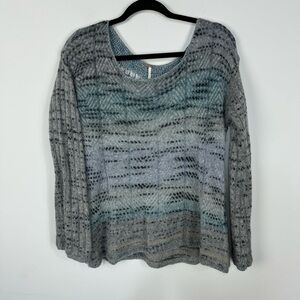 Free People Blue Mohair Blend Knitted Sweater Crochet Back Detail Pastel Winter